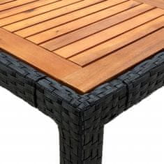 Greatstore Zahradní stůl 90 x 90 x 75 cm polyratan a akáciové dřevo černý
