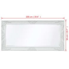 Petromila Nástěnné zrcadlo barokní styl 100 x 50 cm bílé