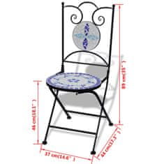 Petromila Skládací bistro židle 2 ks keramické modré a bílé
