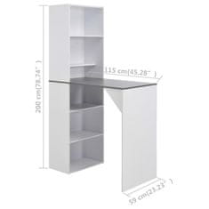 shumee Barový stůl se skříní bílý 115 x 59 x 200 cm