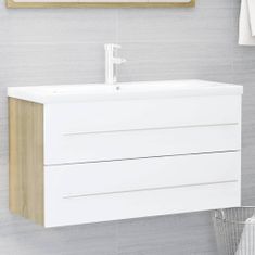 Greatstore 2dílný set koupelnového nábytku bílý a dub sonoma dřevotříska