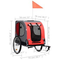 Vidaxl Vozík za kolo pro psa červeno-černý