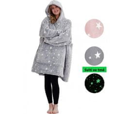 BEMI INVEST Svítící deka Stars s kapucí a rukávy Barvy: šedá