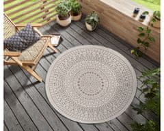 NORTHRUGS Kusový koberec Twin-Wendeteppiche 105475 Linen kruh – na ven i na doma 140x140 (průměr) kruh