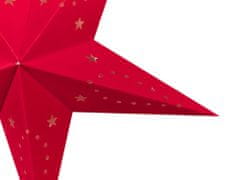 Beliani Sada 2 závěsných sametových hvězd s LED 45 cm červené MOTTI