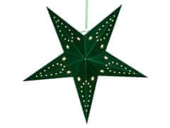Beliani Sada 2 závěsných sametových hvězd s LED 45 cm zelené MOTTI