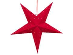 Beliani Sada 2 závěsných sametových hvězd s LED 60 cm červené MOTTI