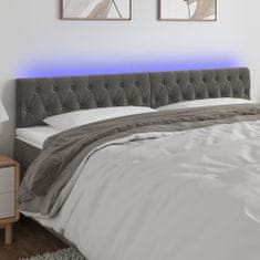 Greatstore Čelo postele s LED tmavě šedé 180 x 7 x 78/88 cm samet