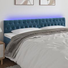 Greatstore Čelo postele s LED tmavě modré 200 x 7 x 78/88 cm samet