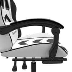 Greatstore Otočná herní židle s podnožkou bílá a černá umělá kůže