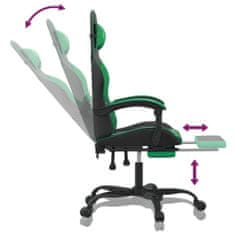 Vidaxl Otočná herní židle s podnožkou černá a zelená umělá kůže