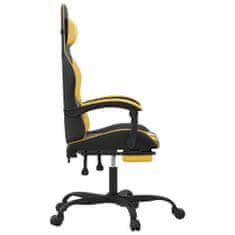 Vidaxl Herní židle s podnožkou černá a zlatá umělá kůže