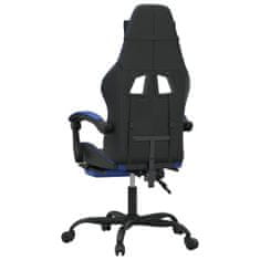 Greatstore Otočná herní židle s podnožkou černá a modrá umělá kůže