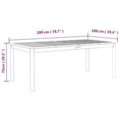Vidaxl Zahradní stůl šedý 200 x 100 x 75 cm masivní akáciové dřevo