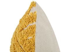 Beliani Bavlněný polštář s geometrickým vzorem 45 x 45 cm žlutý ALCEA