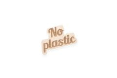 BeWooden Dřevěná brož ve tvaru nápisu No Plastic