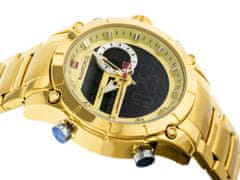 NaviForce Pánské analogové a digitální hodinky s krabičkou Drilora zlatá