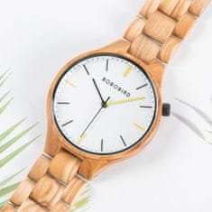 Bobo Bird Pánské dřevěné analogové hodinky s dřevěnou krabičkou Durres tmavě hnědá univerzální