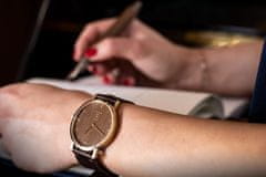 BeWooden Pánské dřevěné analogové hodinky s řemínkem z pravé kůže Aurum Watch 75-115 mm červená