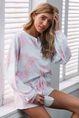 OMG! Dámská pletená pyžamová souprava Toine světle modrá, růžová XL