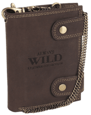 Always Wild Atraktivní pánská kožená peněženka s mosazným řetízkem