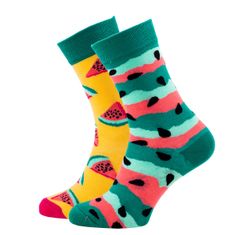 Many Mornings Veselé vzorované ponožky Watermelon Splash zelené vel. 39-42