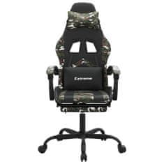 shumee Otočná herní židle s podnožkou černá a maskáčová umělá kůže