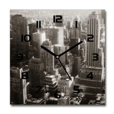 Wallmuralia Skleněné hodiny čtverec New York černé 30x30 cm