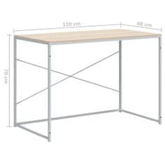 Greatstore Počítačový stůl bílý a dub 110 x 60 x 70 cm dřevotříska