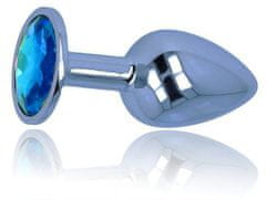 LOLO anální kolík s diamantem z nerezové oceli modrý - 2,8cm