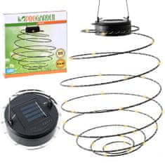 ProGarden Svítidlo solární závěsné LED Lampy Visící Zahradní Lampion Spirála 40 Led černá