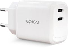 EPICO síťová nabíječka, 2x USB-C, 45W, bílá