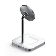 Satechi Aluminium 2-in-1 Magnetic Wireless Charging stand USB-C, bílá