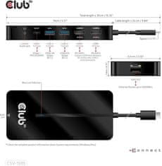 Club 3D HUB USB-C 7v1, 2x HDMI, 2x USB-A Gen1, RJ45, 3.5mm jack, SD, PD 100W