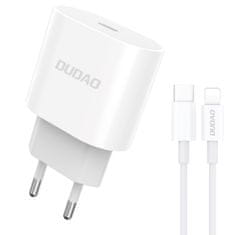 DUDAO A8SEU síťová nabíječka USB-C 20W + kabel USB-C / Lightning, bíla