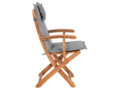 Beliani Sada 2 dřevěných zahradních židlí s šedými polštáři MAUI