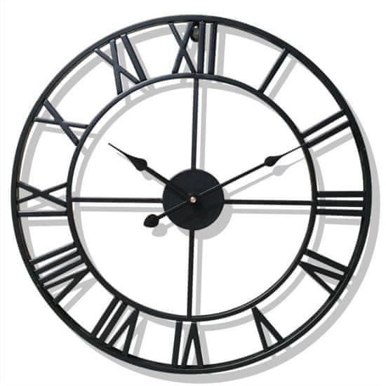 Severno Nástěnné hodiny velké kovové retro loftové římské černé 47 cm