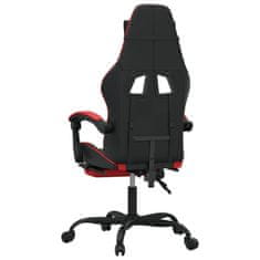 shumee Otočná herní židle s podnožkou černá a červená umělá kůže