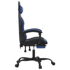 Greatstore Otočná herní židle s podnožkou černá a modrá umělá kůže