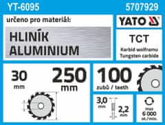 YATO Kotouč na hliník 250 x 30 mm 100z