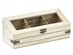 Koopman Dřevěná krabička na čaj se 3 přihrádkami 24 cm