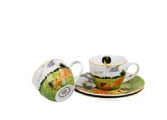Duo Porcelánová kávová souprava, šálky s podšálky na espresso Pole vlčích máků od Claude Moneta v dárkové krabičce - 2x110 ml