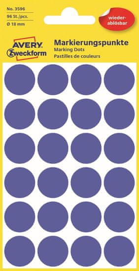 Avery Zweckform Kulaté značkovací etikety 3596 | Ø 18 mm, 96 ks, tmavě modrá