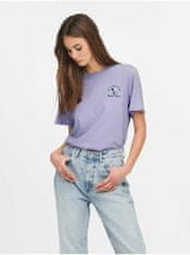 Jacqueline de Yong Světle fialové tričko s potiskem JDY Milly XS