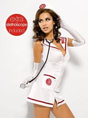Obsessive Sexy kostým Obsessive Emergency dress + stetoskop - bílá - S/M