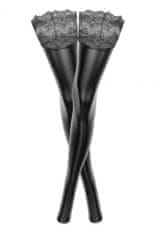 Noir Handmade F135 Powerwetlook Stockings with Siliconed Lace Superstar - L