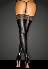 Noir Handmade Noir Handmade F135 Powerwetlook Stockings with Siliconed Lace Superstar - L