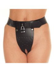 Rimba Rimba Chastity Belt with Two Holes In Crotch Padlock Included Kožený pás cudnosti pro ženy Velikost M/L - S-M