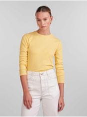 Pieces Žluté dámské basic tričko s dlouhým rukávem Pieces Ruka XS