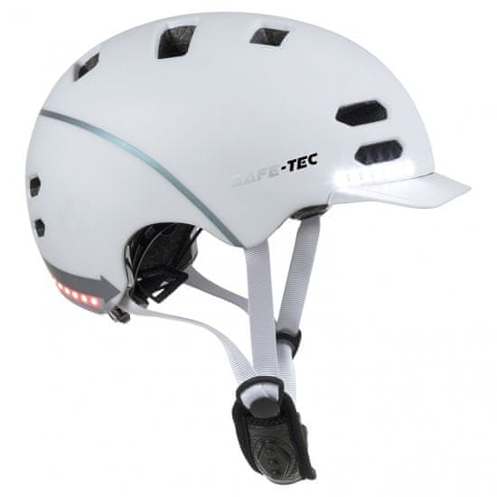 Safe-Tec SK8 White M chytrá bluetooth helma
